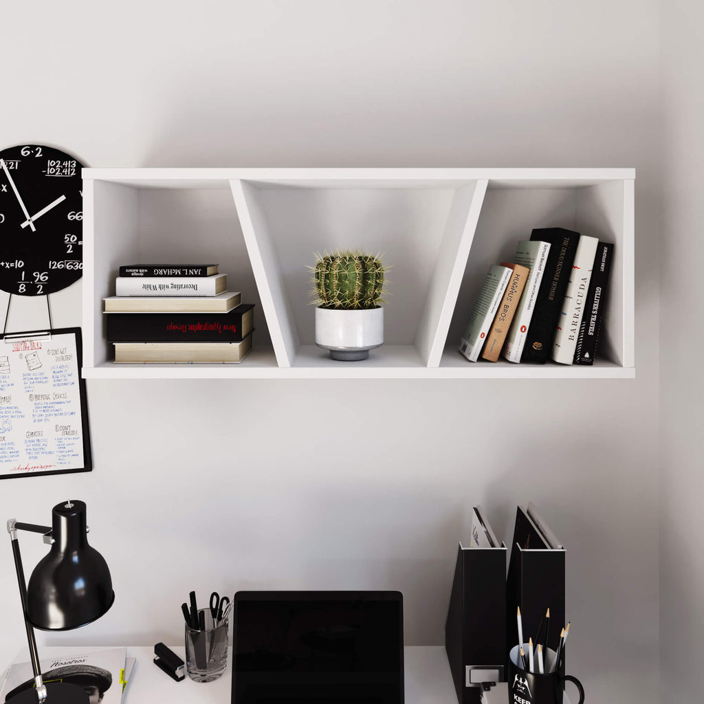 white book shelf in room