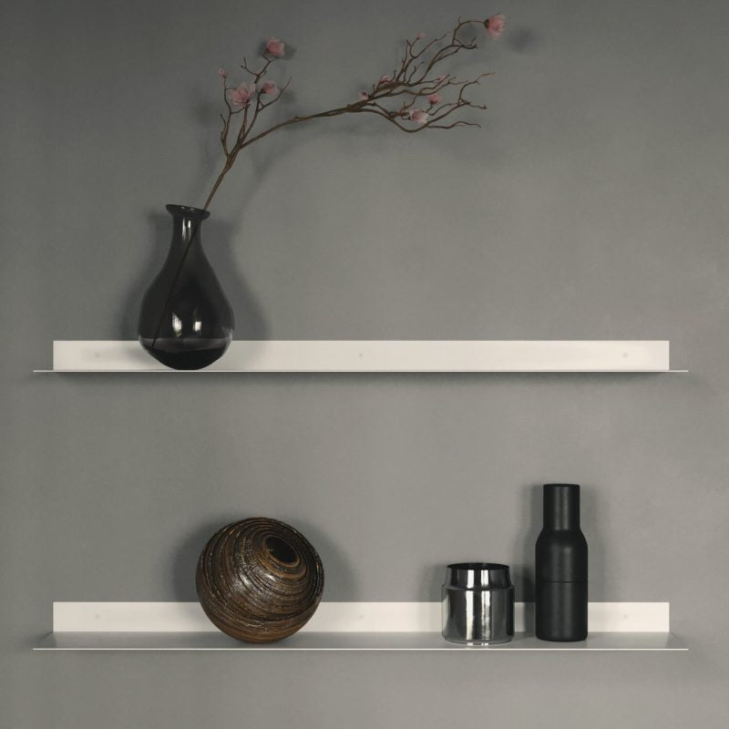 white shelves