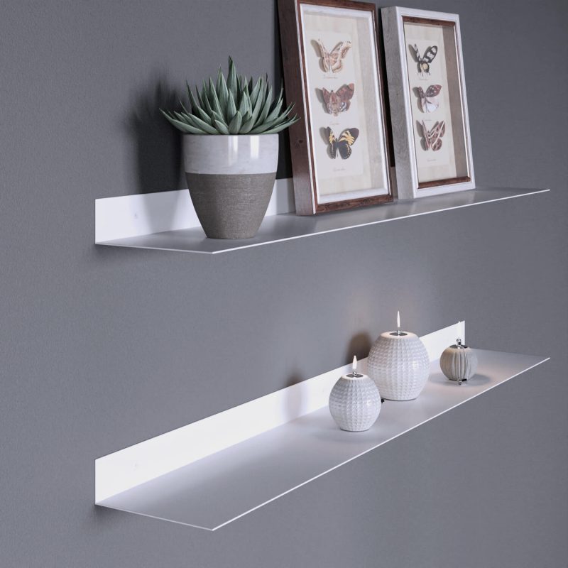 white shelves