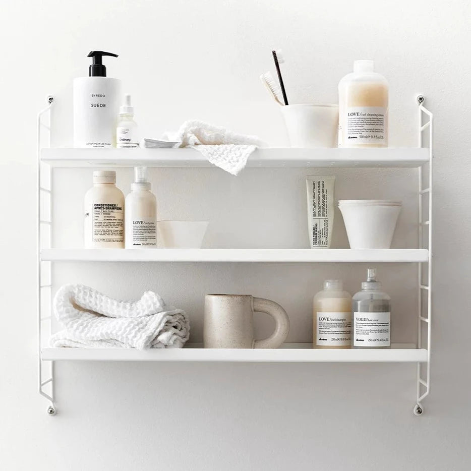 white shelves